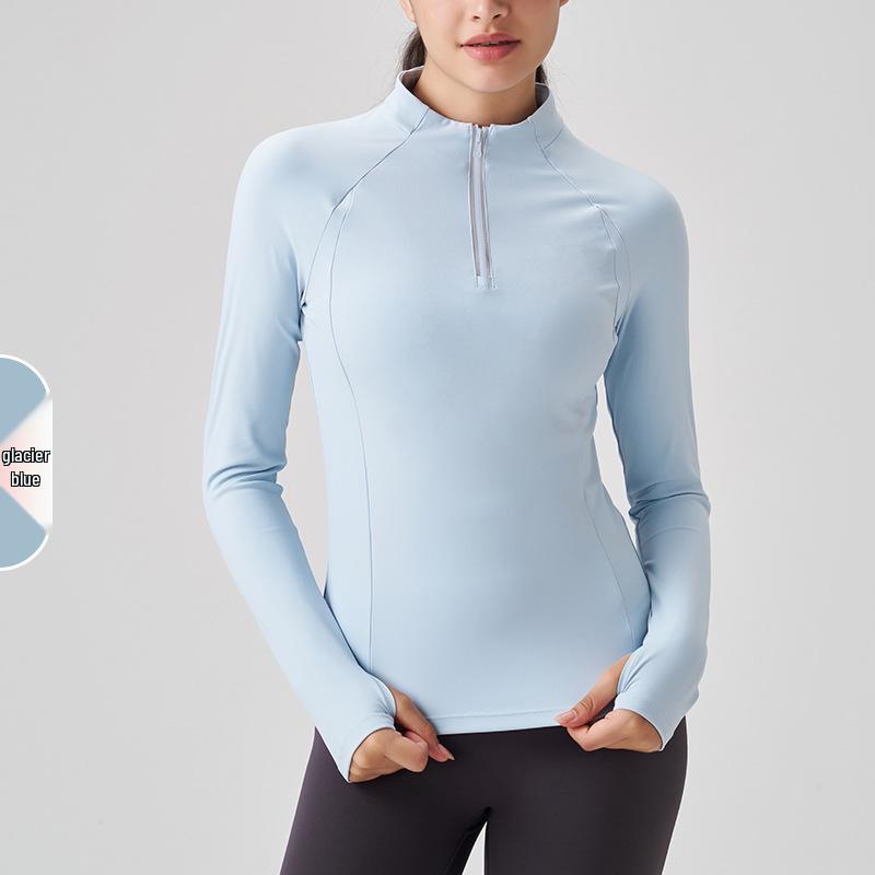 Women s Slimming Long Sleeve Half-Zip Yoga Top - Breathable, Waist-Cinching, Quick-Dry Fitness Wear Medium