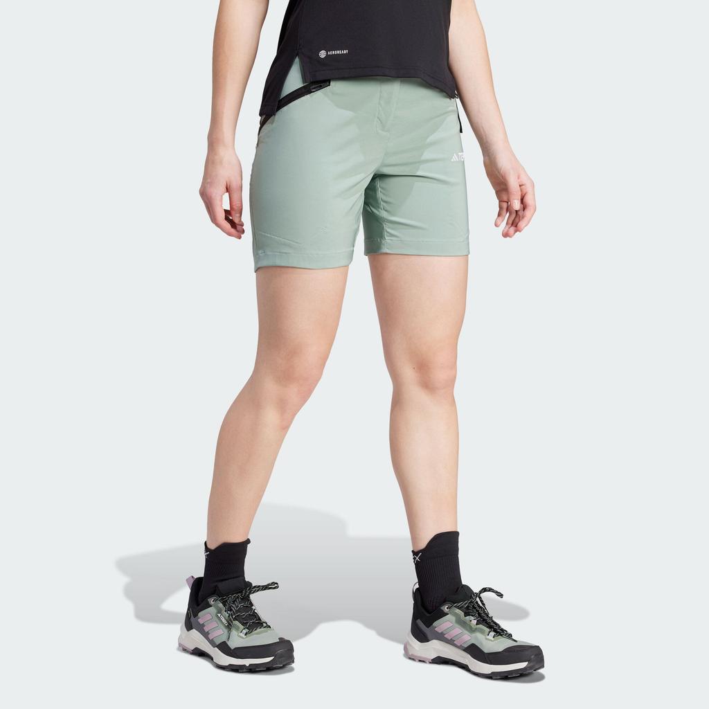 adidas Terrex Xperior Mid Shorts Comfortable High Waist Woven Casual Shorts Women Shorts Silver Gray Green IJ8302