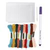 Cross Stitch Set 10 Color Embroidery Thread Water Soluble Cloth Needle Kit for Beginner