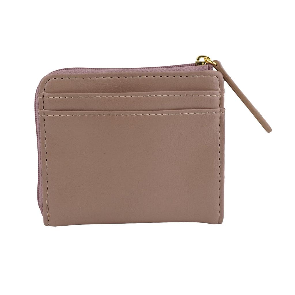 E-mono Coin Purse, Pass Case, L-Shaped Zipper, Multi-Function Coin Case (Taupe)