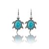 Retro Cartoon Turtle Blue Turquoise Alloy Earrings for Women
