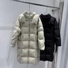 Womens Long Puffer Coat Knee-Length Winter Down Jacket Hooded Thick Loose Fit Elegant Office Style