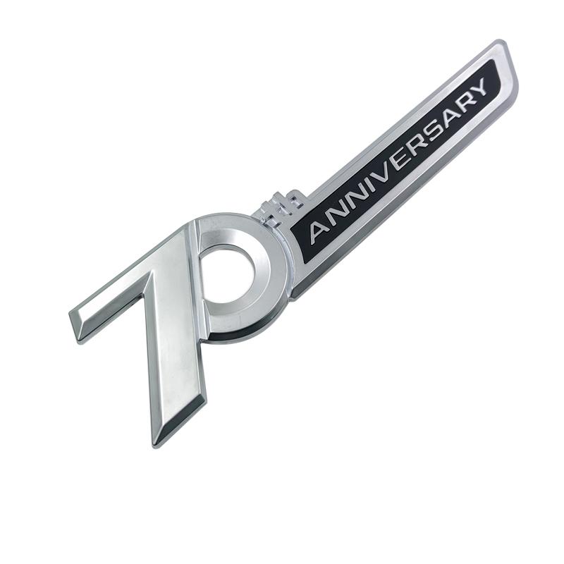3d ABS Chrome Black Logo 70th Anniversary Emblem Car Fender Sticker 70th Anniversary Badge Sticker Accessories