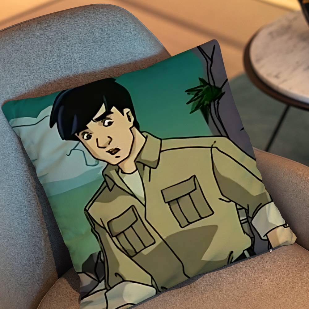 Cool Jade Jackie Chan Adventures Pillow Case Anti-Dustmite Pillowcase Invisible Zipper Silky Short Plush Sofa Cushion Cover