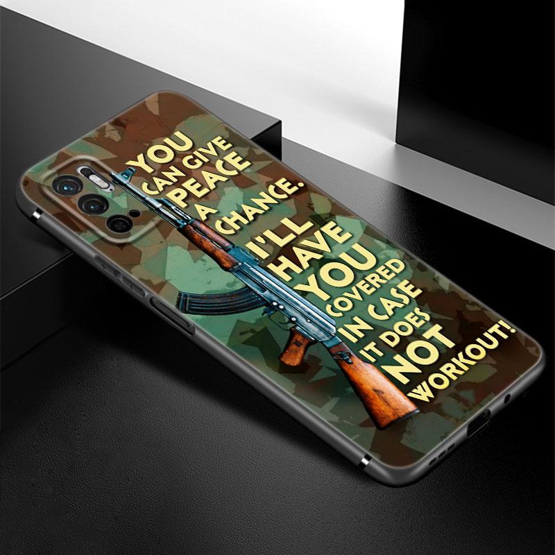 

Чехол для телефона с пистолетом AK47 для Xiaomi Redmi Note 7 8 9 10 Lite 11 11E 11T 12 Pro 11S 4G 10T 5G 8T 9S 10S, мягкий черный чехол из ТПУ Redmi Note 12 Pro 5G