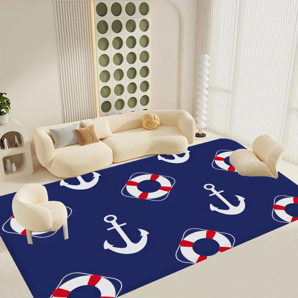 Alfombrilla de suelo con ancla náutica estilo INS suave para suelo de dormitorio casa lavadero alfombrilla antideslizante alfombras para zona de cabecera