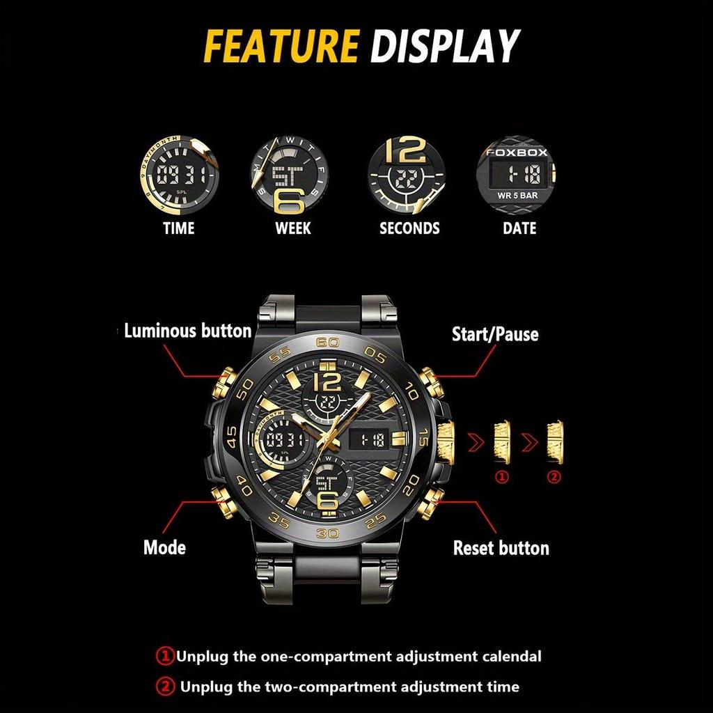 Trendy Waterproof Dual Display Quartz Sports Watch for Junior High