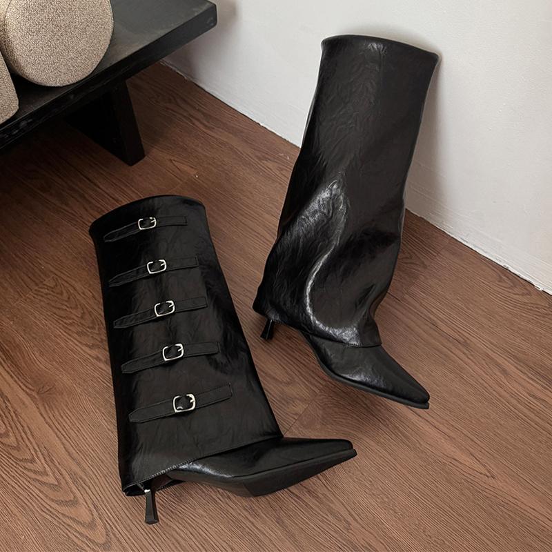 Women's High Boots High Heels Sexy Shoes Pointed Toe Luxury Dress Knee High Boots 2025 Winter Luxury Botas Para Mujer