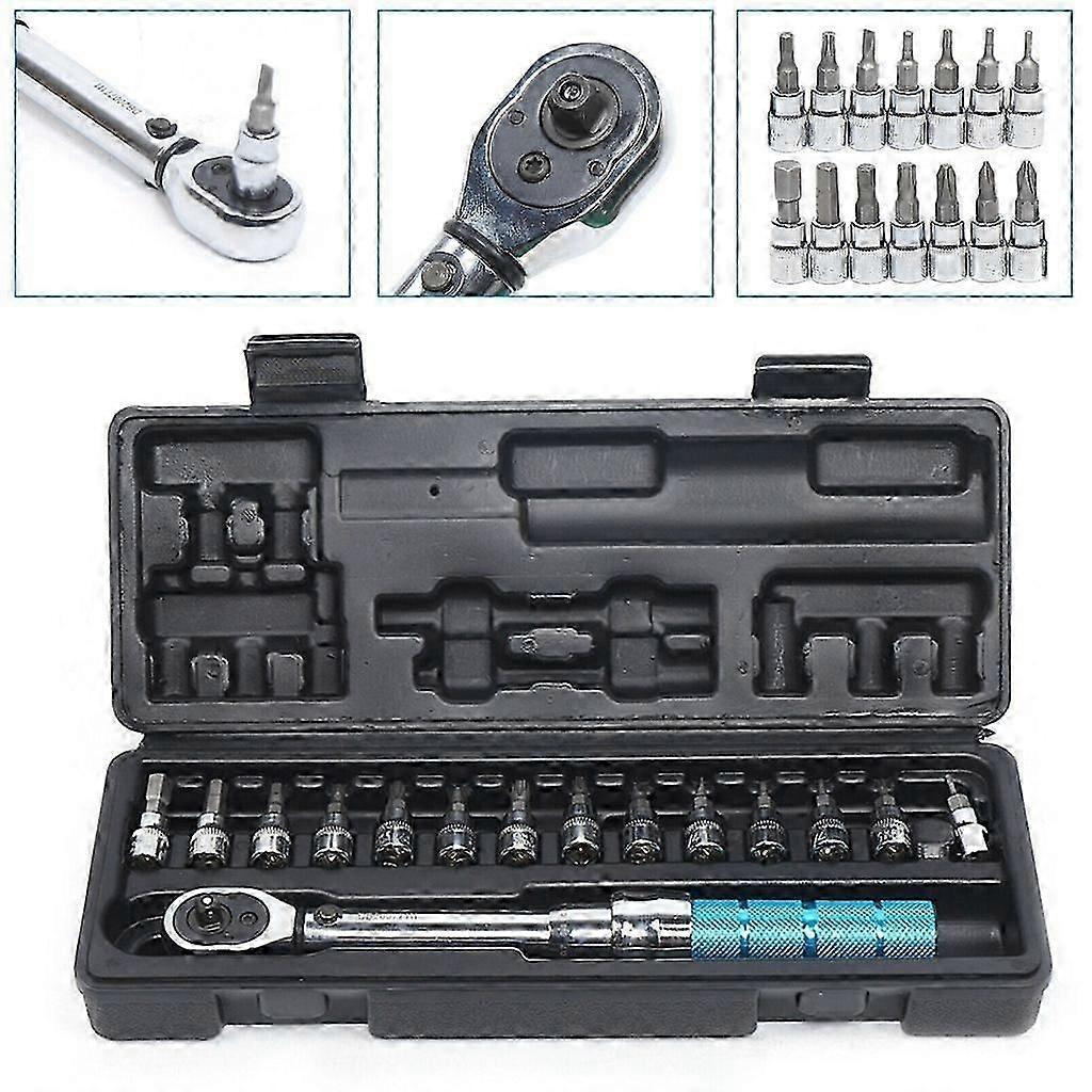15pcs Torque Wrench Bike Torque Wrench Tool Bicycle Torque Wrench 1/4'' 2-14Nm Manual Ratchet Wrench Set