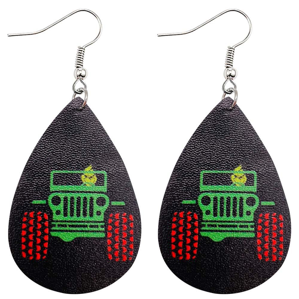 1 пара рождественских кожаных серег в форме капли — фото 9