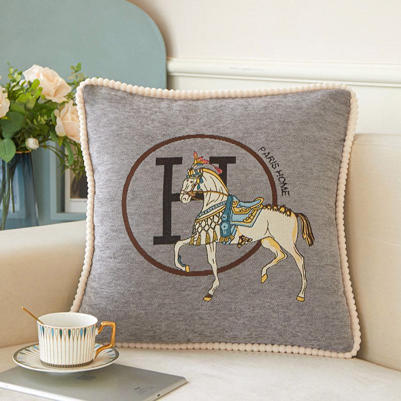 Chenille Jacquard Luxury Pillowcase - White Horse Design