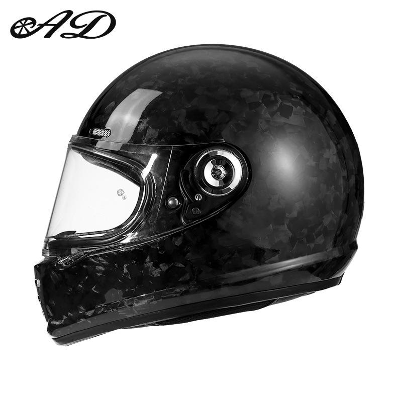 Retro Carbon Fiber Full Face Helmet for Kids - Motorcycle, Cruiser, Scooter