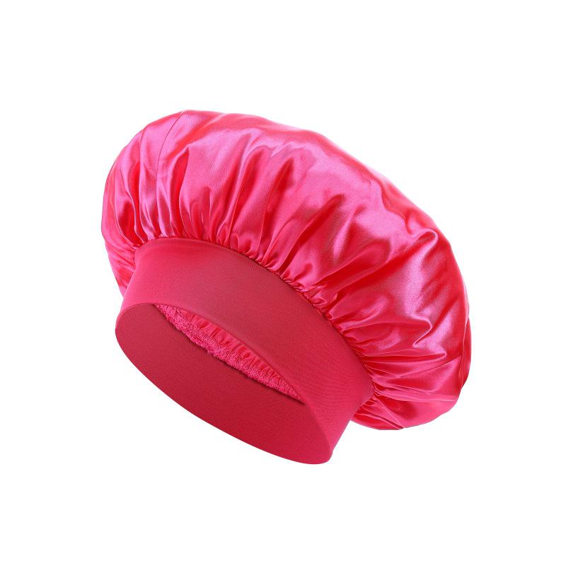 Wide Brim Satin Sleep & Salon Cap: Elastic Headband for Comfort & Care