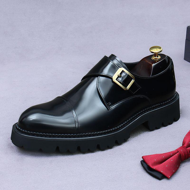 

Men s Glossy Monk Shoes: Breathable Handmade, Round Toe, Height-Enhancing Slip-Ons with Cowhide Lining. Default Option