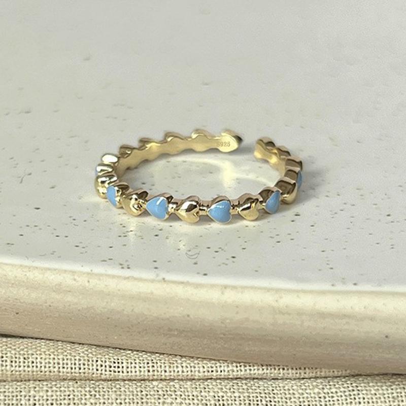 PANJBJ 925 Sterling Silver Golden Flower Rings For Women Drip Glaze Plant Irregular Adjustable Sweet Jewelry Gift Dropshipping