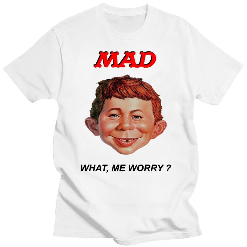 Black T Shirt for Male Summer Brand Tee-shirt Mad Magazine What Me Worry T-Shirt Fashion Print Tshirts Casual Style Tee Shirt