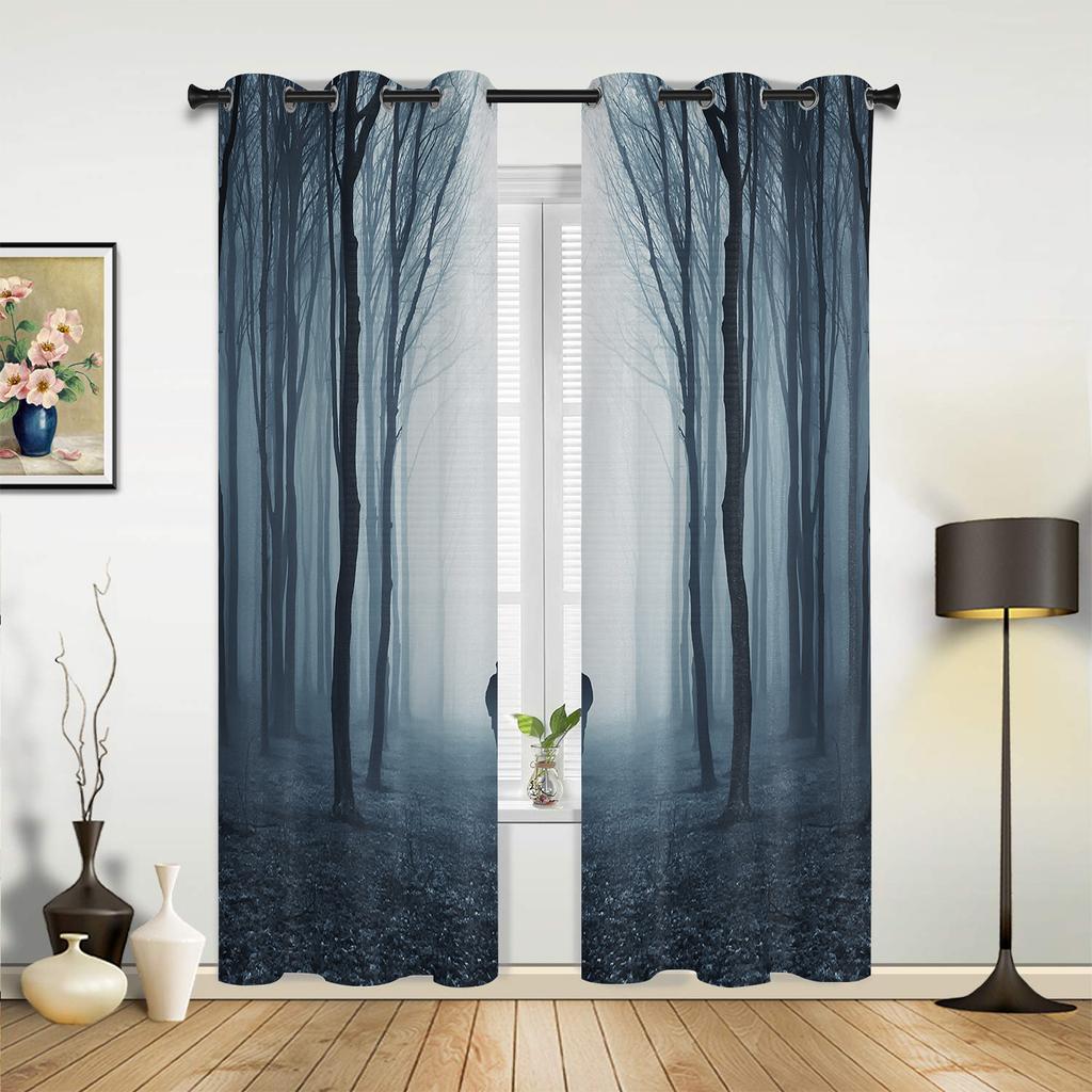 Night Forest Jungle Window Curtain Bedroom Living Room Window Drapes Kitchen Decoration Blinds Curtain