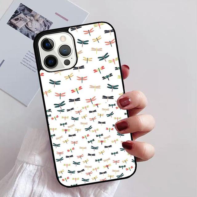 Luxury Dragonfly Phone Case for iPhone 11 12 13 14 Pro Max Mini XR XS SE 2020 6 7 8 Plus Samsung S21 S22 Coque Fundas