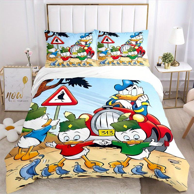 3pcs Donald Duck and Nephew Bedding Set, Including 1 Quilt Cover and 2 Pillow Shams, Without Filling, Soft and Comfortable Home Bedroom S033