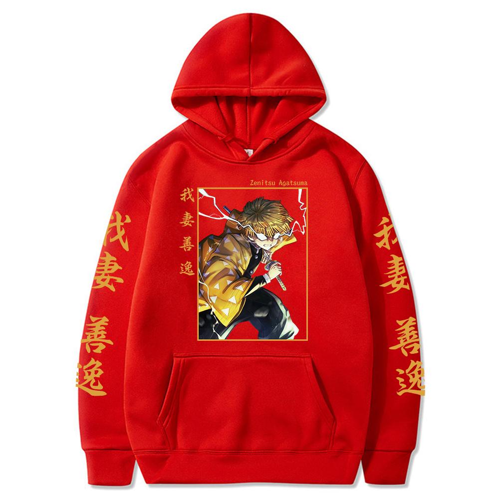 Demon Slayer Unisex Mikina s dlhým rukávom Zenitsu Potlačené Mikiny Japonské Anime Harajuku Voľné Streetwear Muži A Ženy Trendy