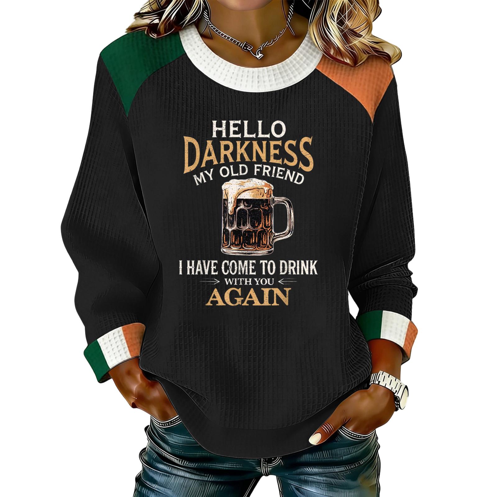 

Женская повседневная модная блузка с длинным рукавом и круглым вырезом, пуловер с принтом L чёрный