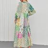 Women's Summer Floral Print Loose Sundress Half Sleeve Beach Flowing Bohemian Maxi Dress