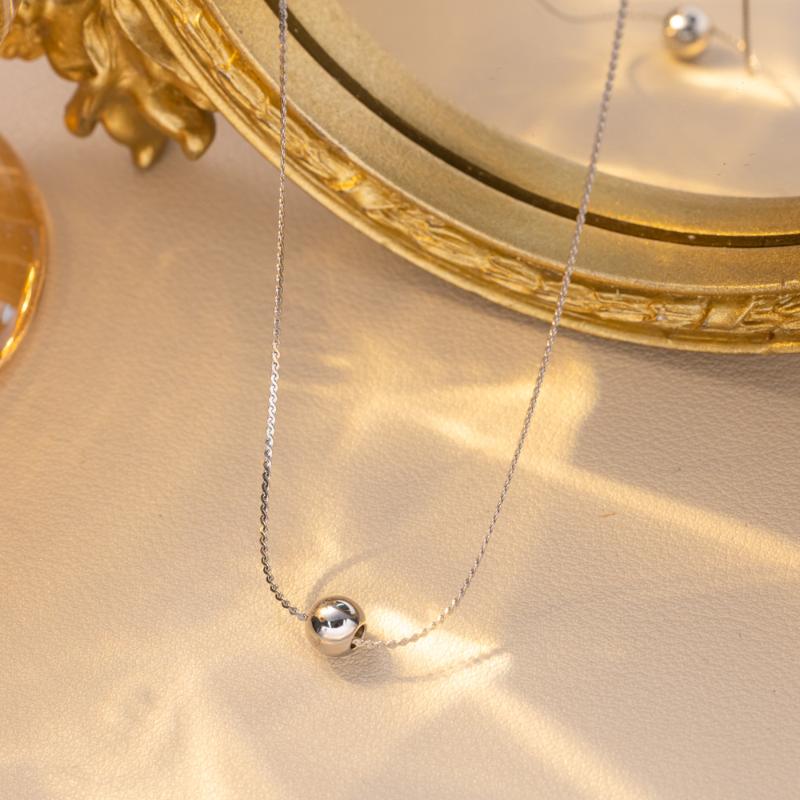 

Minimalist Stainless Steel Single Bead Necklace Daily Fashion Accessories Non-Fading For Women срібний