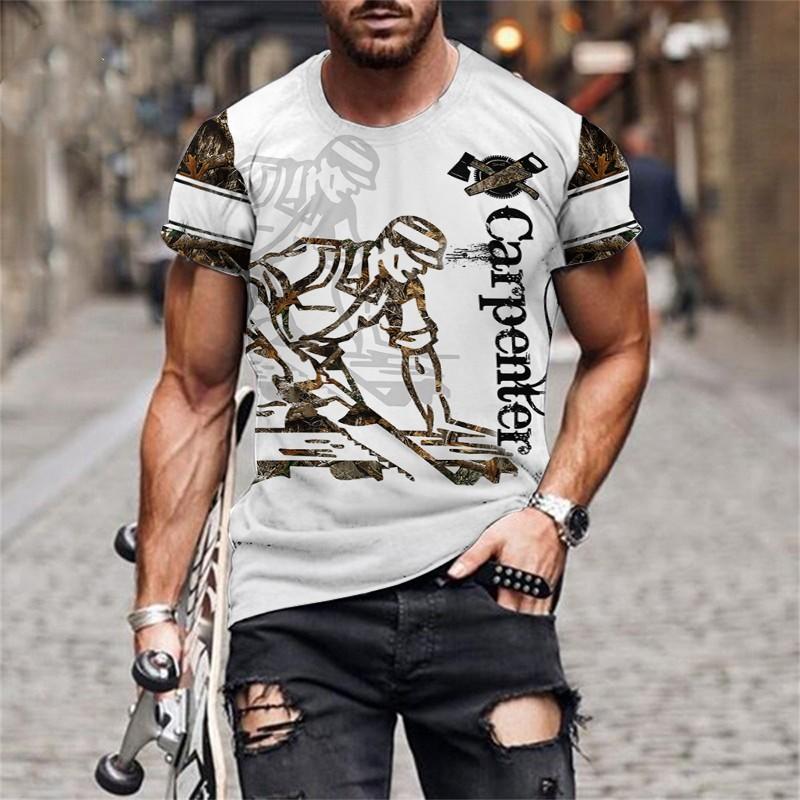 3D Print Cospaly Carpenter Tshirt For Men New In Short Sleeve Tee Shirts Clothes Mens Plus Size Workwear Uniform T Shirts