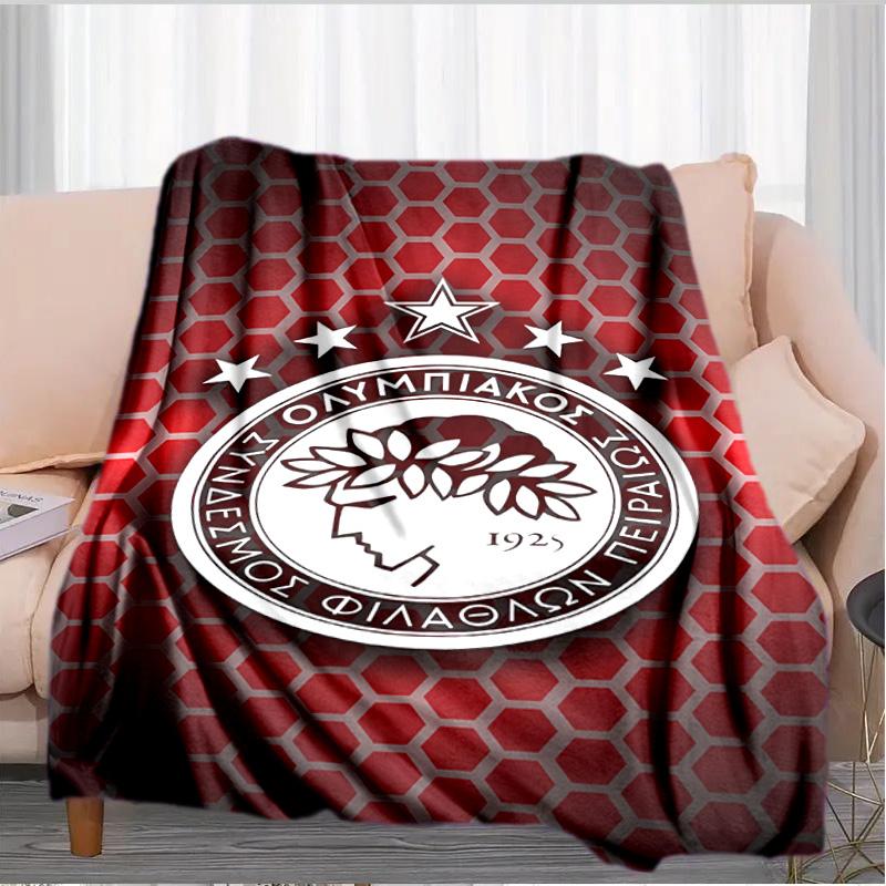 Coperta con Stemma Olympiacos FC Adatta per Divani, Letti, Uffici e Campeggio - Regalo Perfetto per Halloween Natale