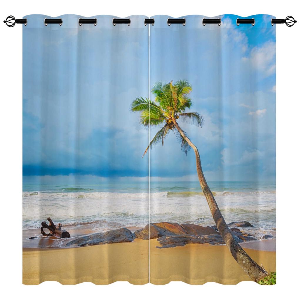 Beach Seaview Series 8 Digital Printing High Density Blackout Curtains