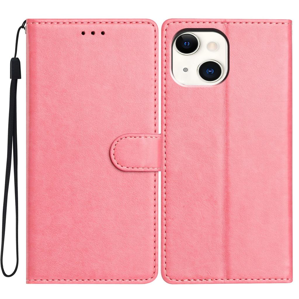 For iPhone 14 Leather Phone Case Wallet Stand Cover with Handy Strap