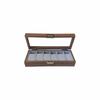 (Manaheart) Wooden Watch Case, Brown Wood, Watch Storage Case Box, Watch Collection Box with Glass Window, Display Case for Men and Women (6 Watches)