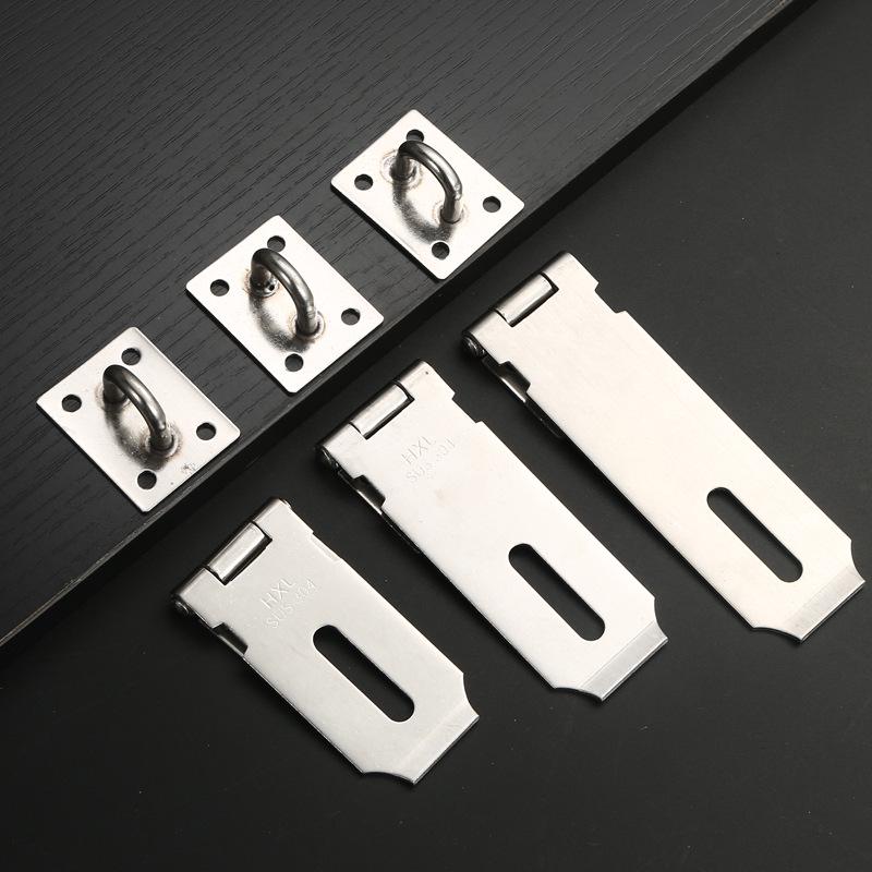 Black 90° Right Angle Stainless Steel Heavy Duty Padlock with Thickened Door Buckle Lock Plate