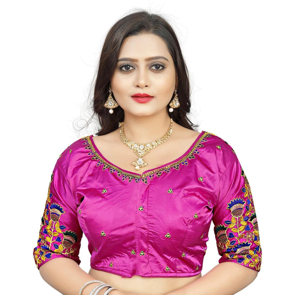 Indian Designer Silk Embroidery Blouse Women's Party Wedding Wear Ethnic Choli