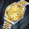 Analog Quartz Watch for Men Stainless Steel Band 30M Waterproof Luminous Date Window Diamond Hour Markers Fashion Men's Watches