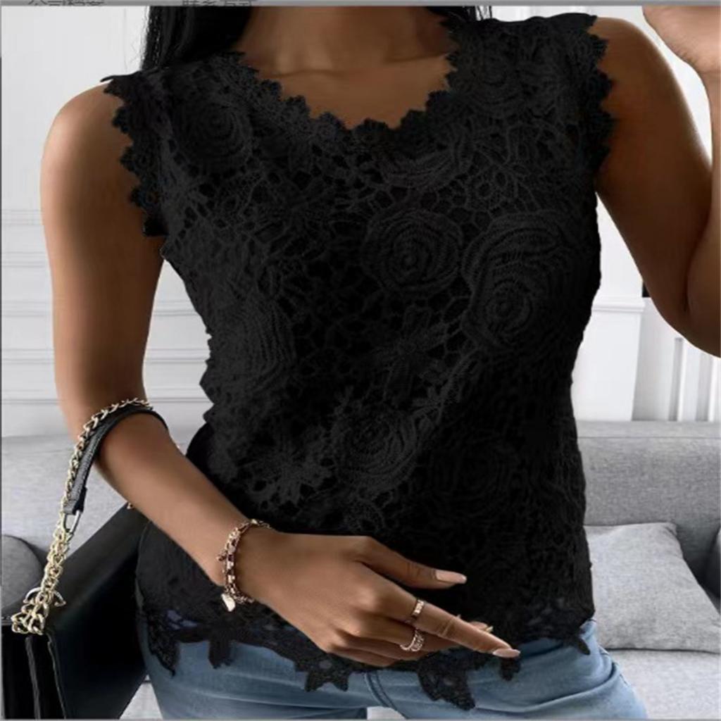 Damen Neue Sommer Tops Unterhemd Spitze Hemd