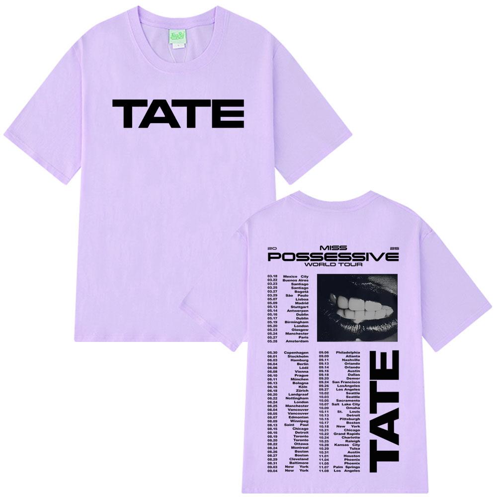 Tate McRae Miss Possessive Tour 2025 Tate McRae Grafik T-Shirts Herren Damen Mode Kurzarm Baumwolle Hip-Hop Freizeit T-Shirts