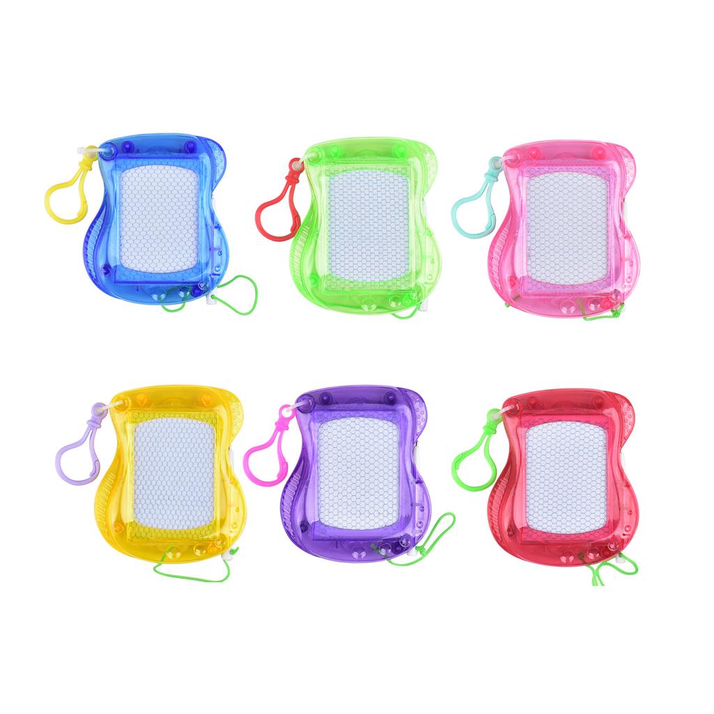 Set of 6 Magnetic Drawing Board Keychains Doodle Pad Key Ornament Plastic Texture Key Pendant Suitable for Students