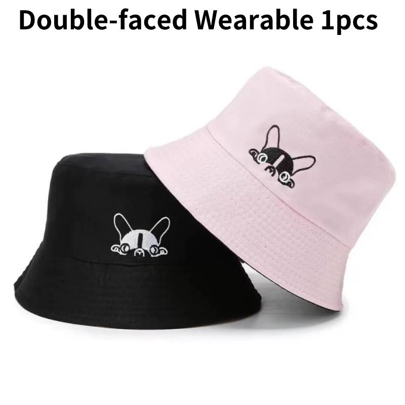 Dog Double Faced Print Fisherman Hat Lightweight Sun Protection Cap Cute Gift