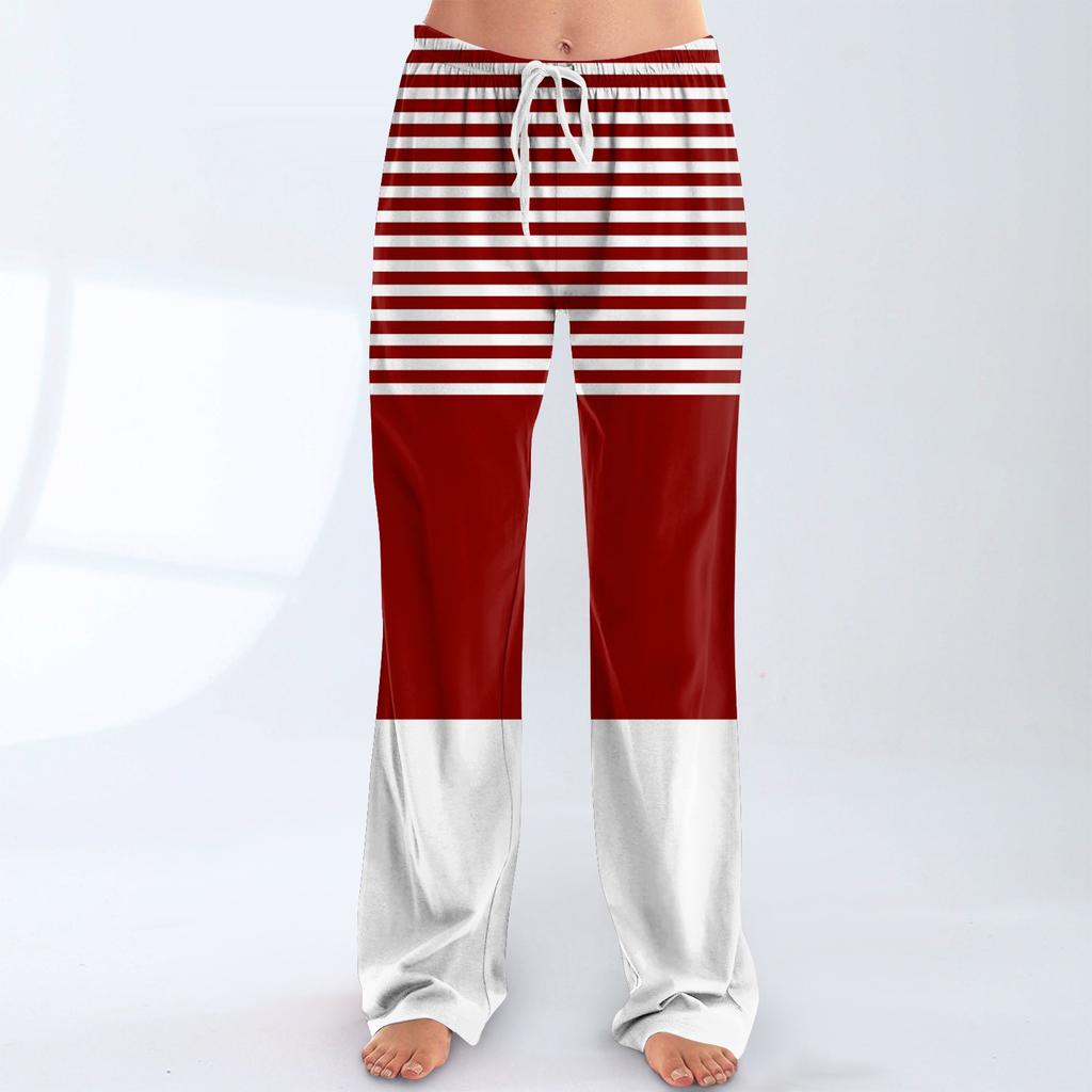 Damen Pyjamahose Nachtwäsche Lässige Hose mit Kordelzug und elastischer Taille Bequeme gerade lockere Yogahose