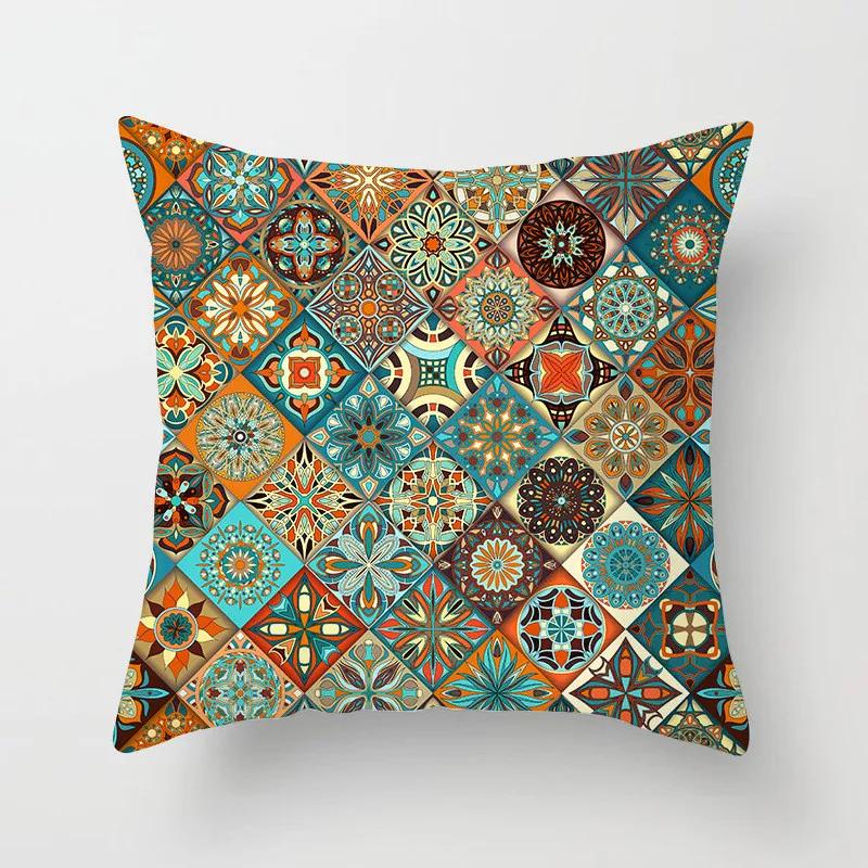 Bohemian Geometric Square Pillowcase Ethnic Retro Sofa Pillow Cover Home Decorative Cushion Cover 45x45cm Throw Pillow Case