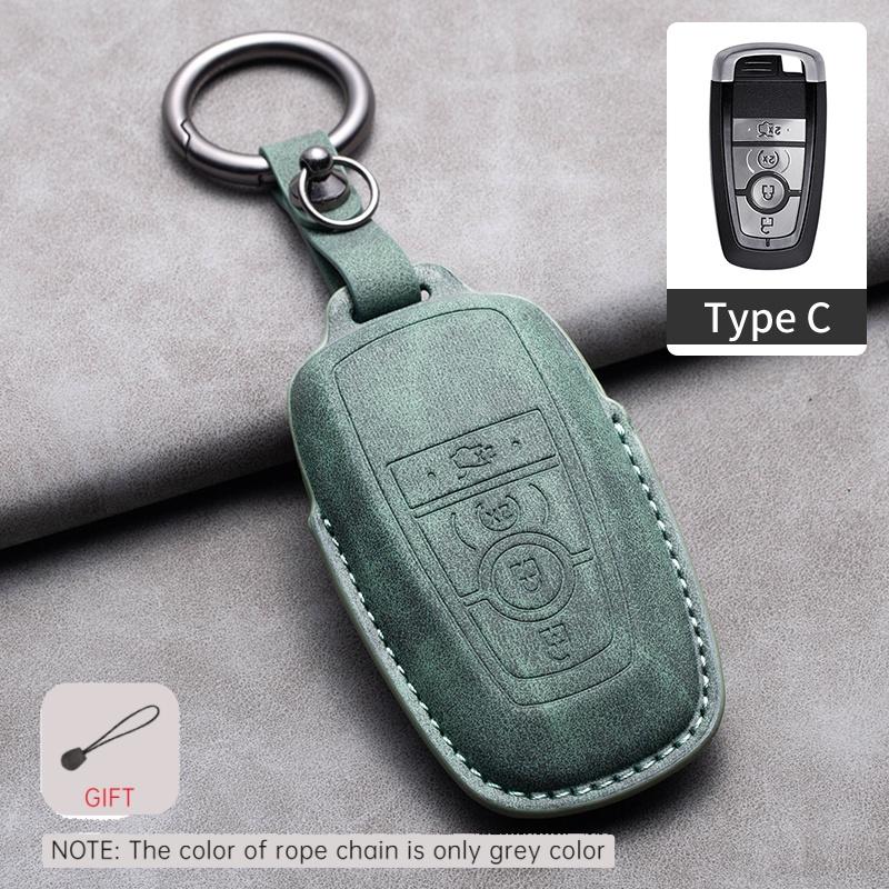 Car Remote Key Case Cover Holder for Ford Raptor F150 Edge Fusion Mustang Explorer F150 F250 F350 Ecosport Leahter Keychain Fob