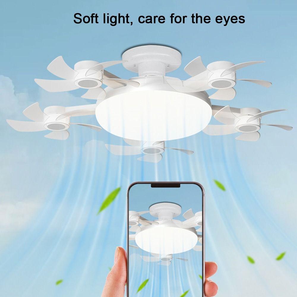 Wind Speed Adjustable Hanging Fan with LED Light 3 Lighting Modes Electric Cordless Fan Office