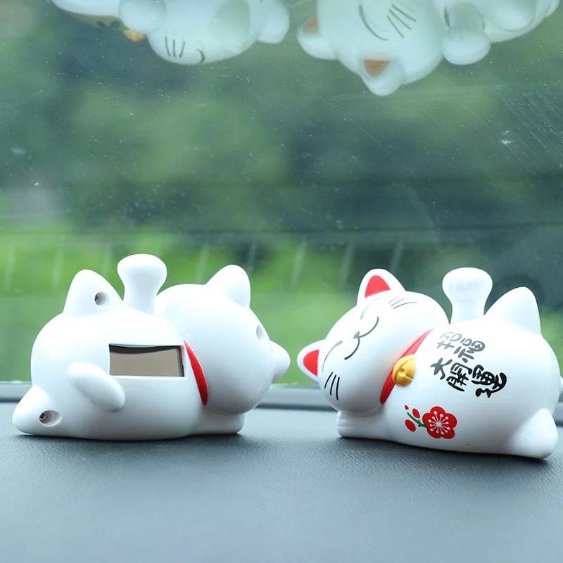 Car Ornament  Sleeping Lazy Cat Solar Decoration Creative Auto Cartoon  Lucky   DollCar Interior Styling