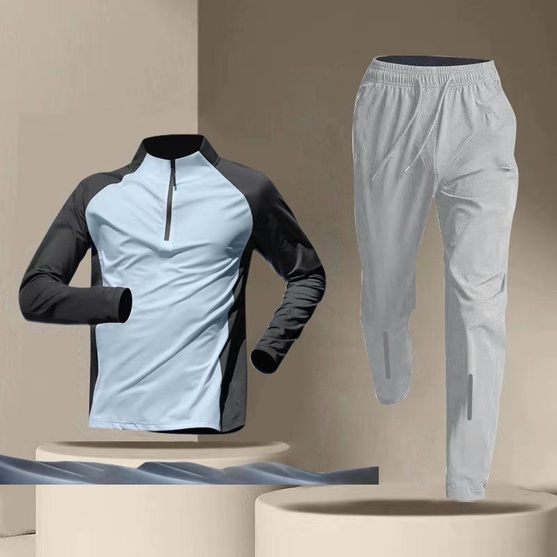 Semi-zipper Training Clothes, Long-sleeved Quick-drying Clothes, Cycling Sports, Track and Field Sports, Couple Suits, Running Fitness Clothes.