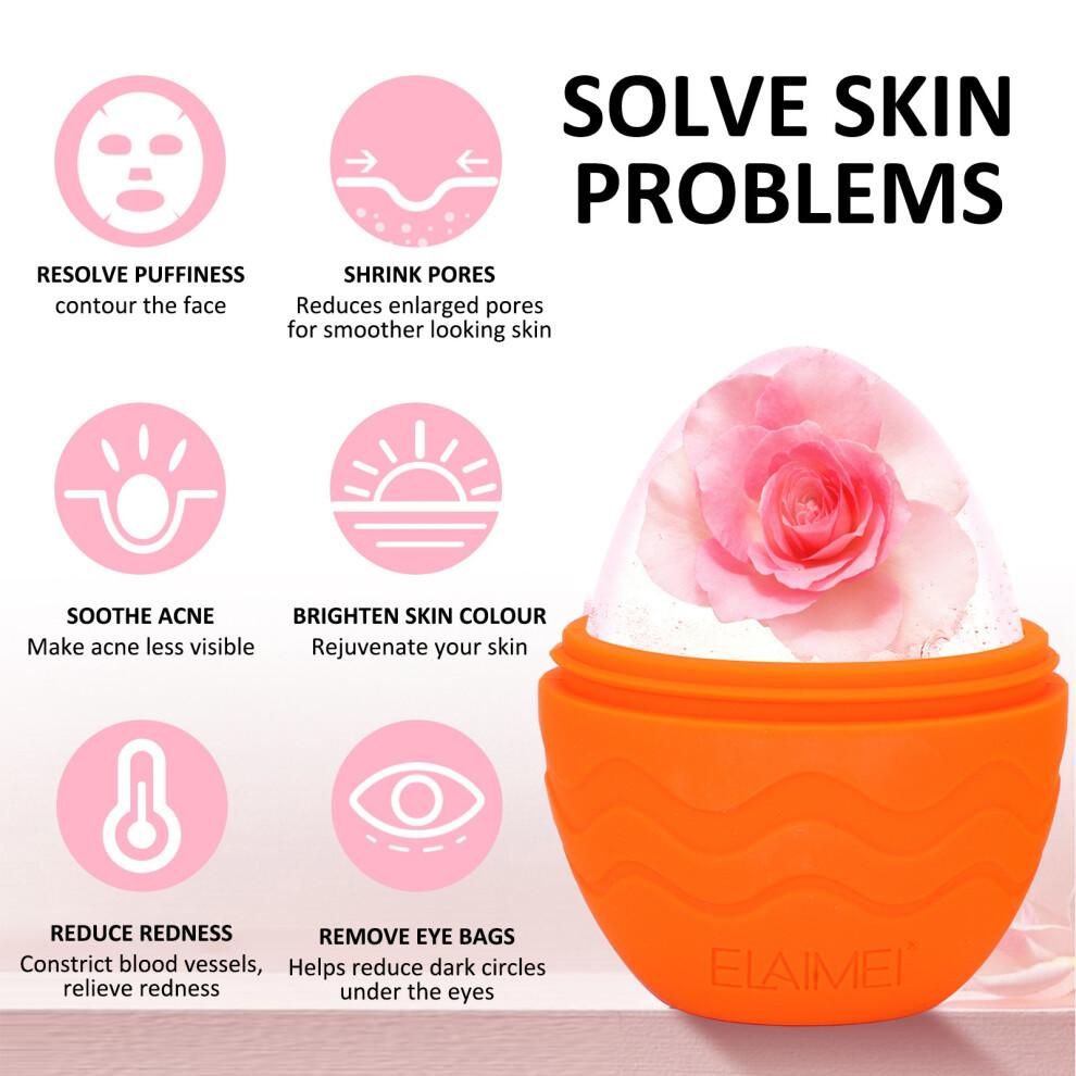 Egg Shaped Silicone Ice Face Roller for Skin Care, Orange