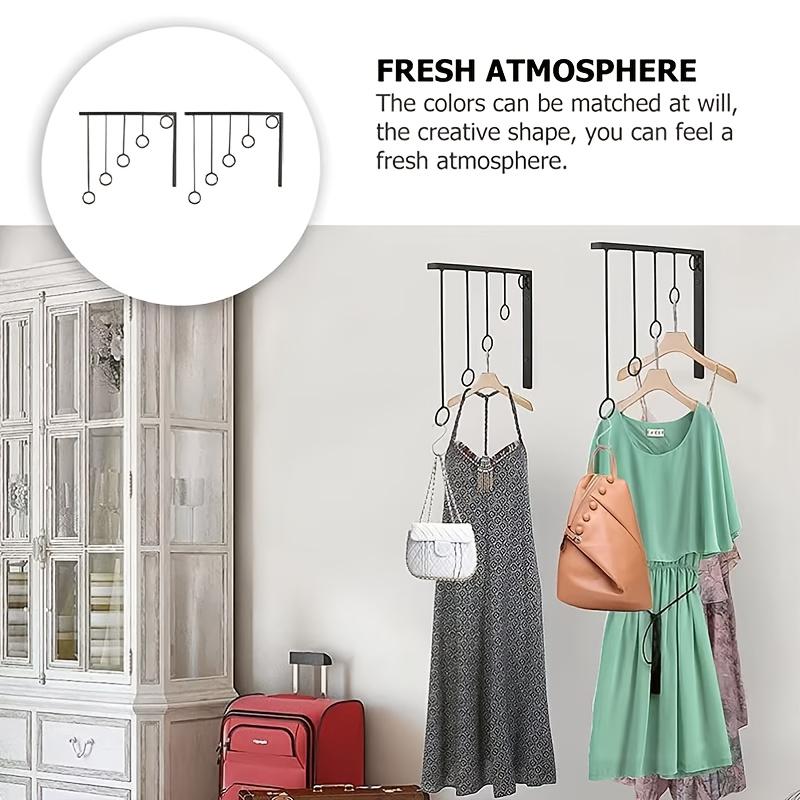 Golden Iron Wall-Mounted Clothing Display Rack with Hooks – Space-Saving Bedroom Organizer for Hats,Jackets,and Underwear,Multi-Purpose Iron Art Shelf