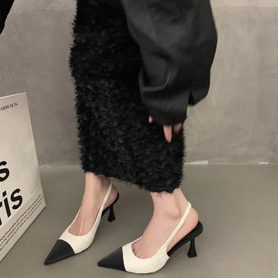 Sandale de Damă la Modă cu Patchwork, Vârf Ascuțit, Toc Înalt Subțire, Primăvară, Modă Coreeană, Nuntă, Petrecere, Banchet, Pantofi Casual de Vacanță