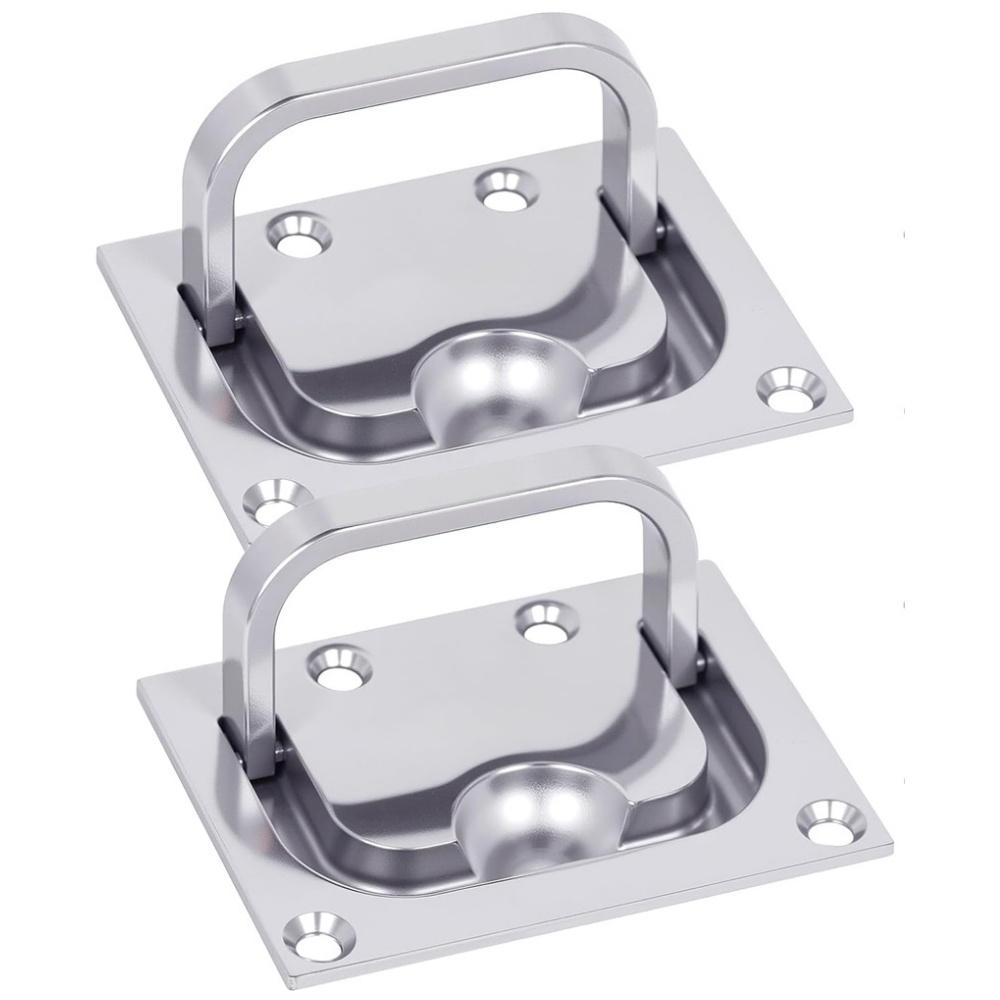 316 Stainless Steel Flush-Mount Handles – 75x58x9mm Marine Deck Hatch Pulls – 1/2/4 Pack – Mirror Polished For Toolboxes, Furniture, Floors