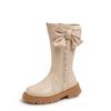 Girls High Boots with Bow-knot  Non-slip Fashion Children Pearls Elegant Princess Boots Side Zipper Kids Leather Long Boots